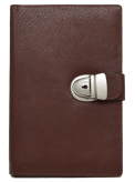 tan leather journal with pewter colored lock